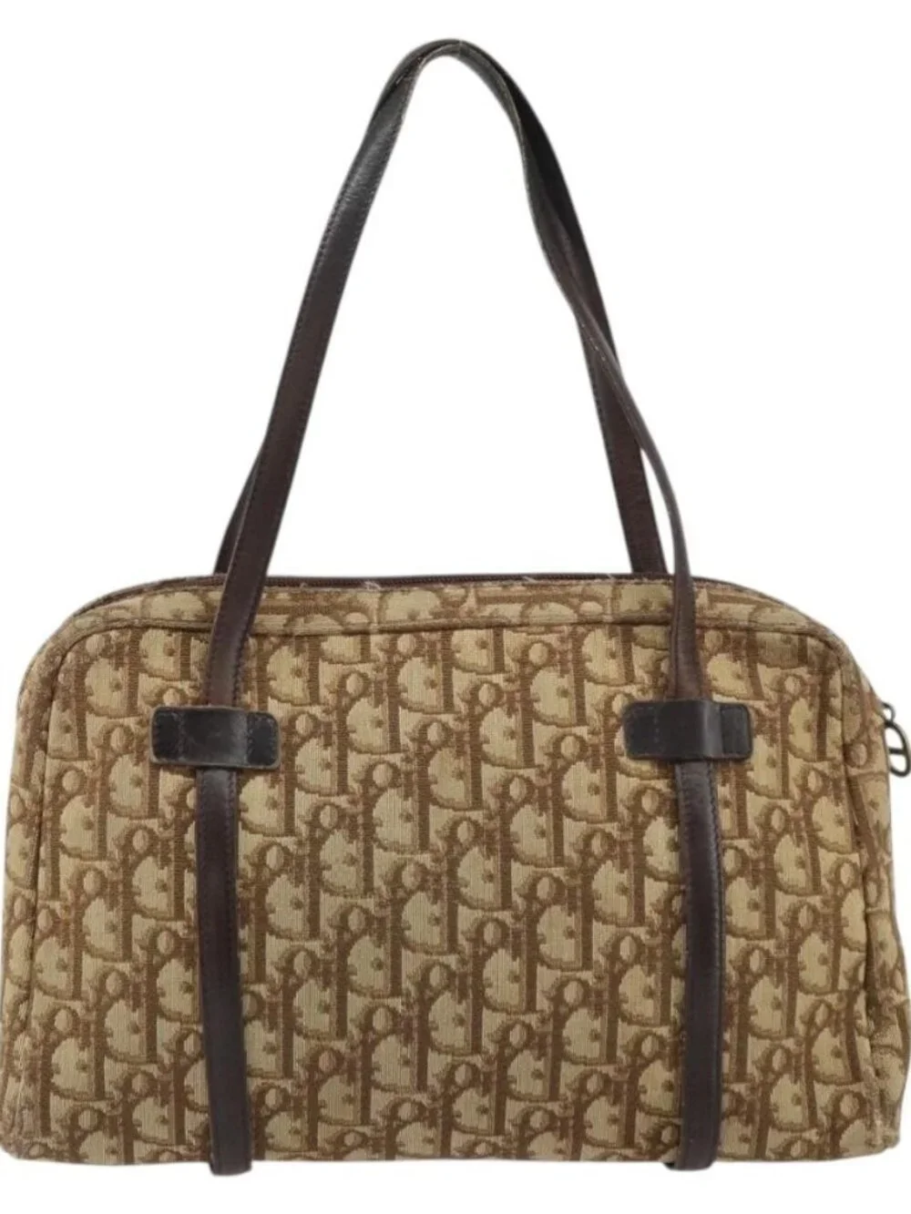 Christian Dior Trotter Canvas Hand Bag Beige Gold Auth 157140 - Picture 3 of 16